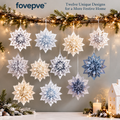 fovepve™ Layered Snowflake Hanging Decoration Set, Twelve Folded Paper Holiday Ornaments with Suspension Cords